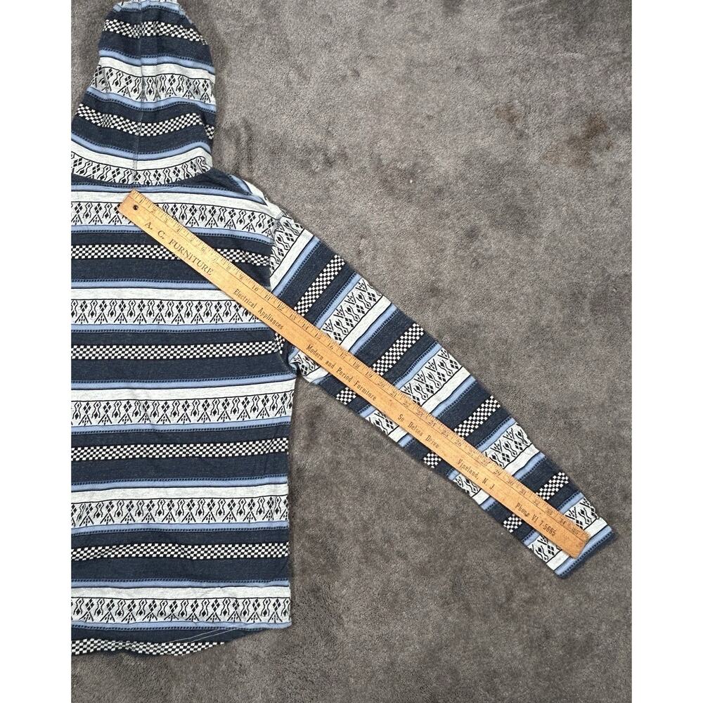 Free Planet Men XL Woven Hooded Pullover Front Pouch Bold Southwest Pattern Shir - Picture 12 of 13